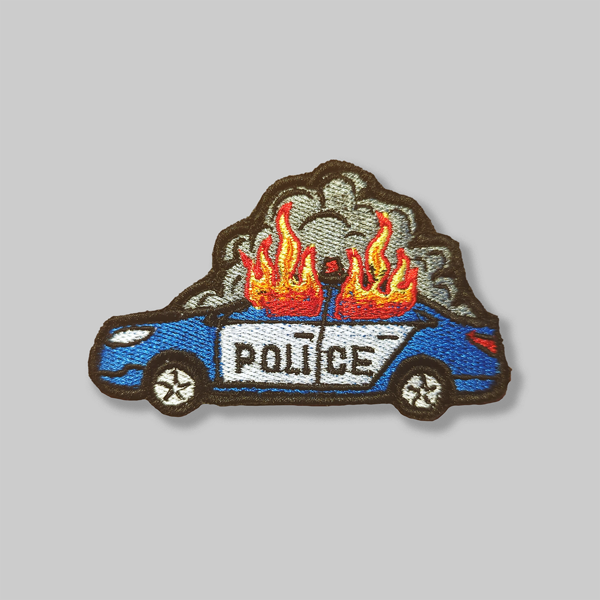 Велкро патч "Burning police car"