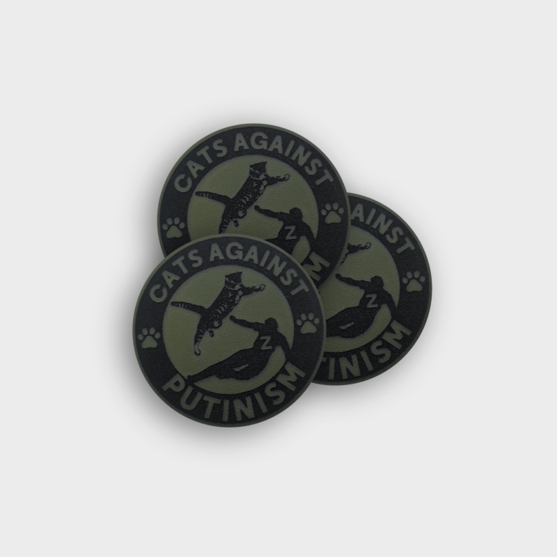 Велкро патч "Cats against putinism" зеленый